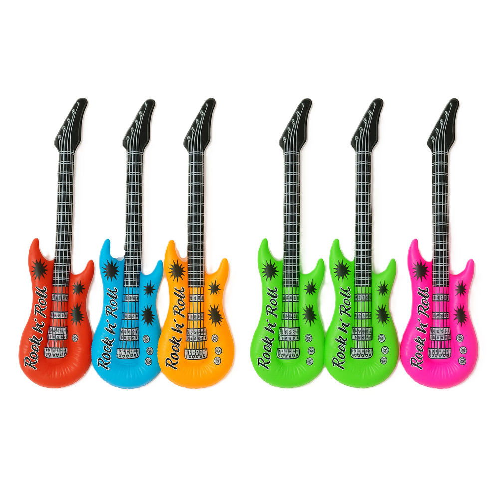 thumbnail image 2 of Zugar Land Inflatable Guitar 2-Pack – Gold & Silver – 42" Vinyl Rock Star Toy 2 of 6