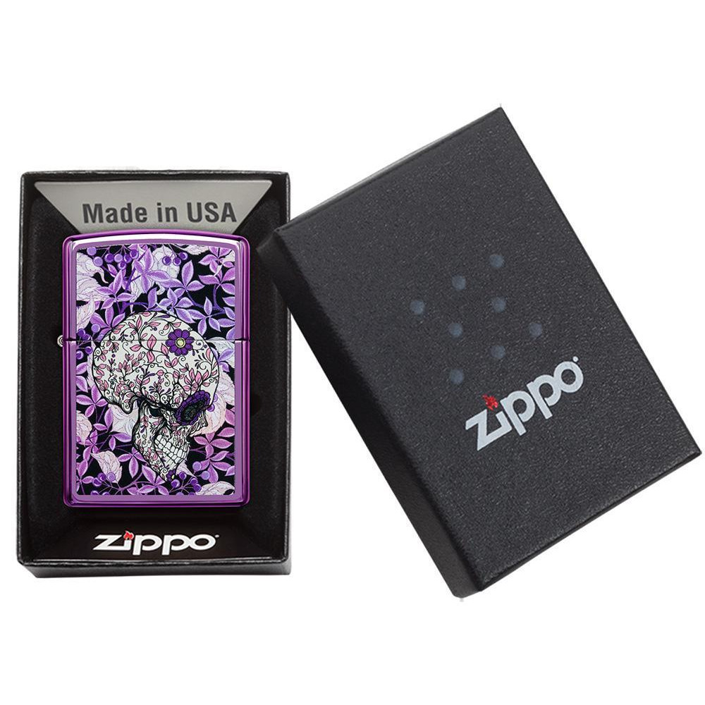 Zippo Floral Hidden Skull Design Lighter | Wise Skies