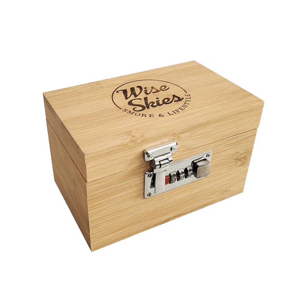 Wise Skies Wooden Rolling Box with Lock