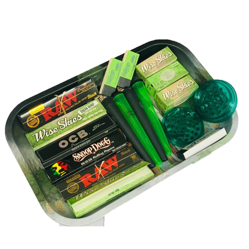 Green & Black Medium Rolling Tray Set | Free Delivery