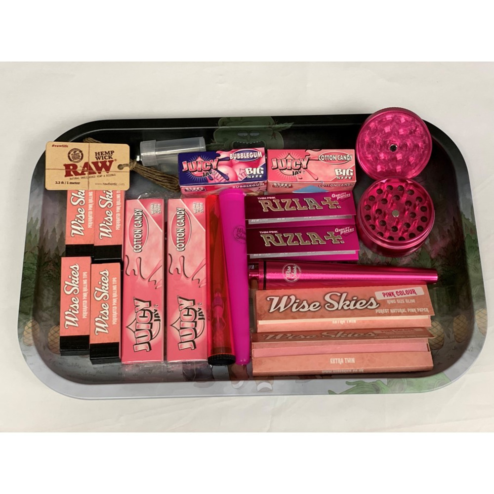 pink rolling tray set