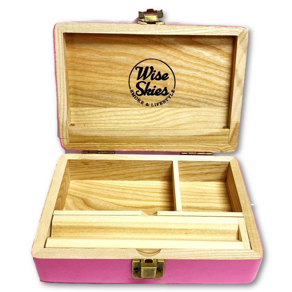Wise Skies Pink Wooden Rolling Box Medium Free P&P