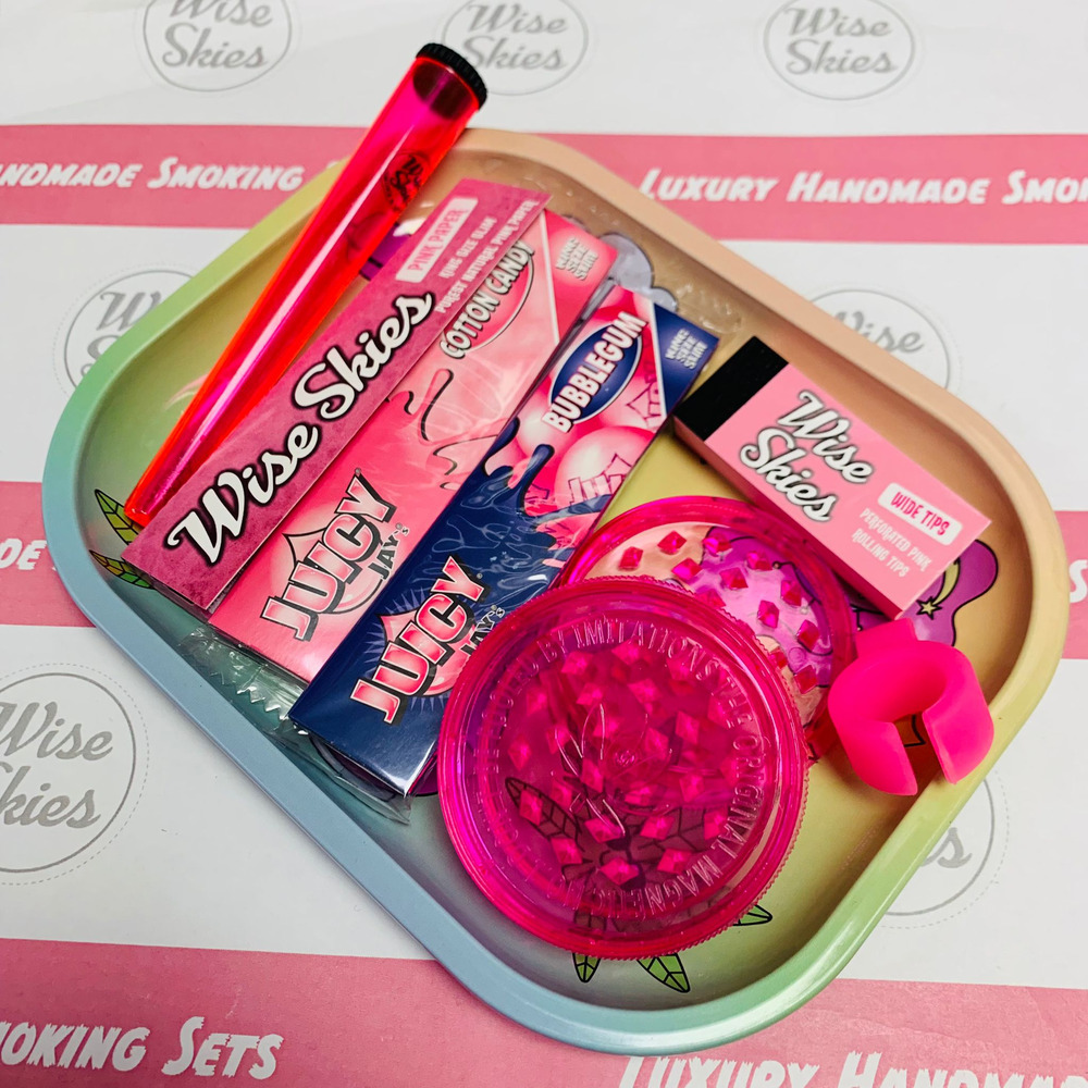 thumbnail image 2 of Pink Rolling Tray With Lid, Large Wooden Tray With... 2 of 10