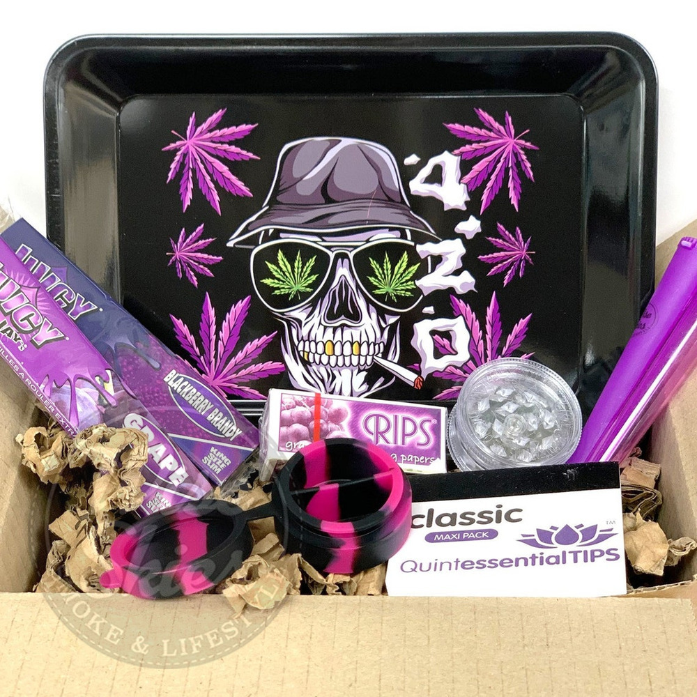 420 Skull Rolling Tray Gift Box Set Wise Skies