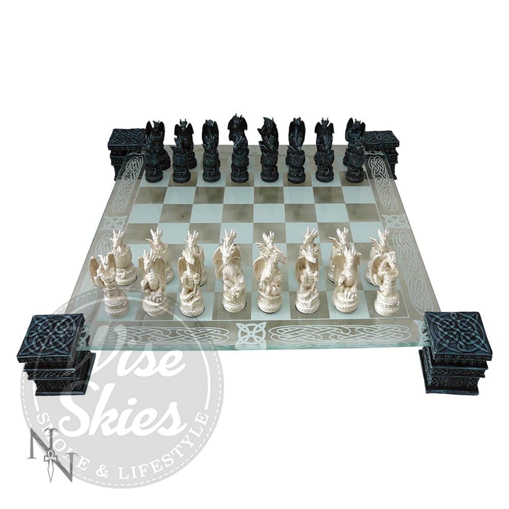 Dragon Fantasy Glass Chess Set Nemesis Now NEM5427