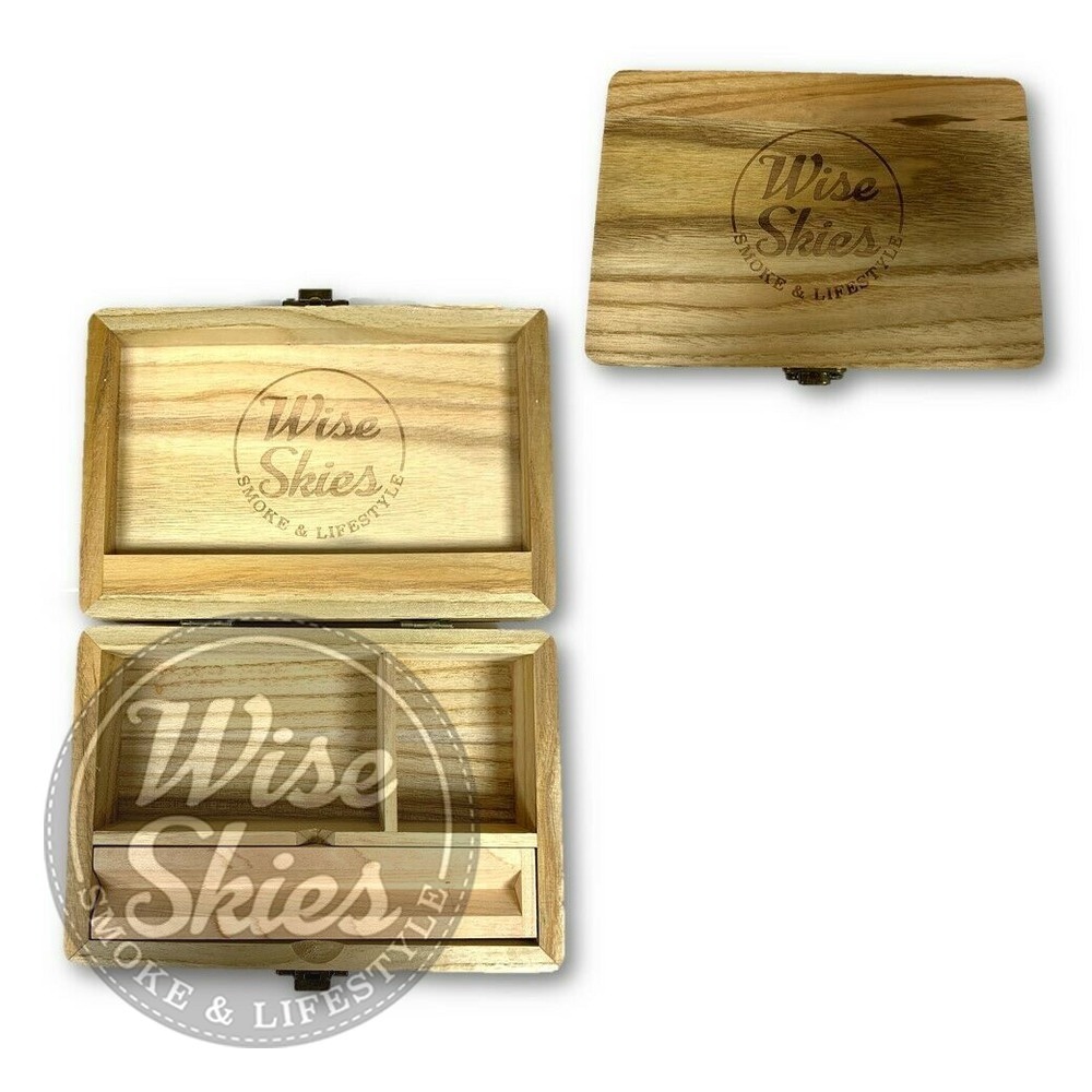 Wooden Medium Smoking Box Set Wise Skies