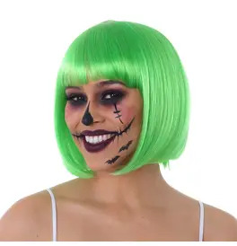 Neon Green Short Bob Wig with Fringe