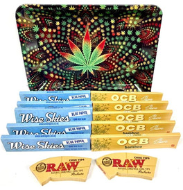 Wise Skies Leaf New Small Rolling Tray Set