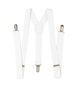 White Adjustable Clip-On Suspenders