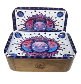 Hippy Medium Walnut Tray Rolling Box Set