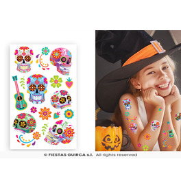 Catrina halloween tattoo sheet children