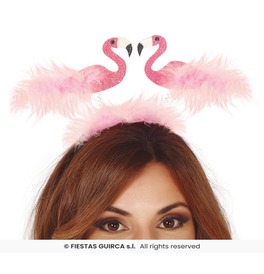 Flamingo Headband with Feathers