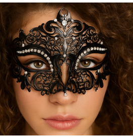 Elegant Metal Lace Mask, Silver 