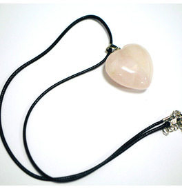 Rose Quartz Crystal Stone Heart Necklace Pendant