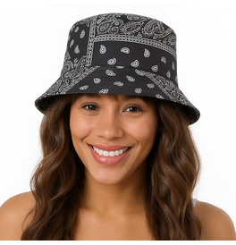 Black Paisley Bucket Hat