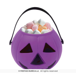 Purple Trick or Treat Bucket Pumpkin basket, 15 cm