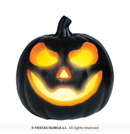 Black Foam Pumpkin with Light 16cm