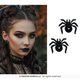 Black spider earrings, 2.5 cm