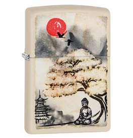 Zippo Lighter Pagoda Bonsai Buddha Design