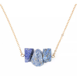 Blue Stone Natural Raw Stone Necklaces 3 Stones