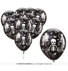 Black Skeleton Ballons, Bag of 10 (30cm)