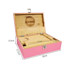 Wise Skies Bamboo Pink Wooden Rolling Box