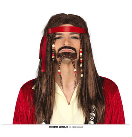 Brown Wig with Dreads and Goatee 