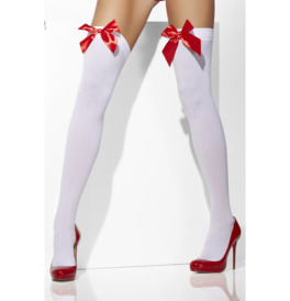 Opaque Hold-Ups, White, with Red Bows