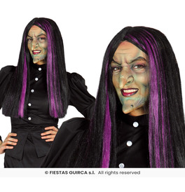 Witch wig with purple streaks