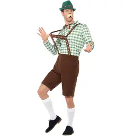 Alpine Bavarian Costume, Green & Brown 
