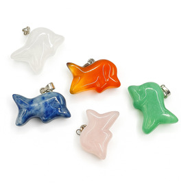 Dolphin Shape Crystal Stone Pendants