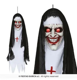 Hanging Nun Head With Lights, 90cm