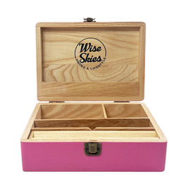 Wise Skies Pink Wooden Rolling Box Large