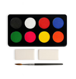 8 Pack Water Based Face Paint Set with Brushes & Sponges