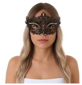 Elegant Metal Lace Mask, Silver 