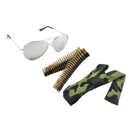 Army Bullet Belt Headband Glasses Bundle