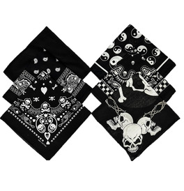 Pack of 6 Black & White Bandannas