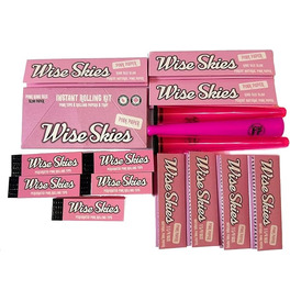 Wise Skies Pink Rolling Papers and Tips Bundle