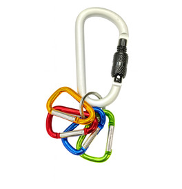 D Shape Carabiner Screw Lock + 4 Mini Carabiner Set Lightweight Aluminum Clips 