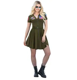 Top Gun Ladies A-Line Dress, Green