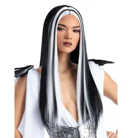 Madame Monster Wig, Black, with White Streaks
