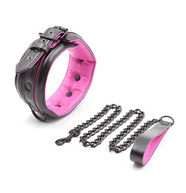 Collar with Lead, Black Pink
