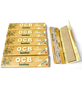 OCB Bamboo King Size Slim Rolling Paper With Roach (Pack Of 6)