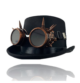 Black Top Hat & Bronze Spike Goggles 