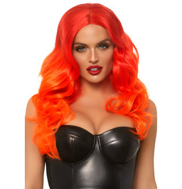Red & Orange Ombre Long Wig