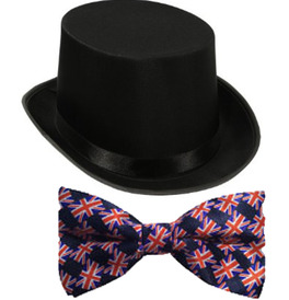 Black Top Hat & British Bow Tie Bundle
