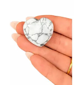 Howlite Crystal Heart Tumble Stone 3.2cm