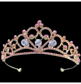 Crystal Pink Heart Tiara Crown