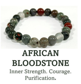 8mm Beaded Crystal Stone Bracelet - African Bloodstone