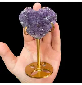 Amethyst Heart Cut Geode With Stand